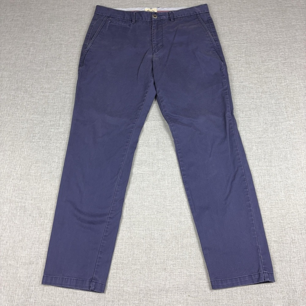 Perk Pants Mens 34x30 Blue Stretch Chino Slim Fit Flat Front Casual Pockets